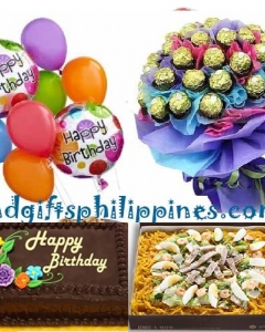 Palabok,ballons, cake & ferrero bouquet